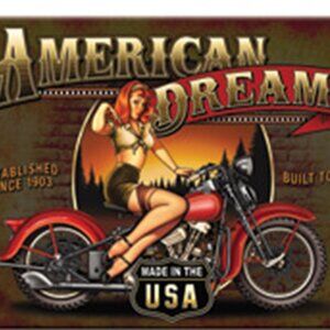 Motorcycle "AMERICAN DREAM" 16" wide Tempered Glass Cutting Board 784-E